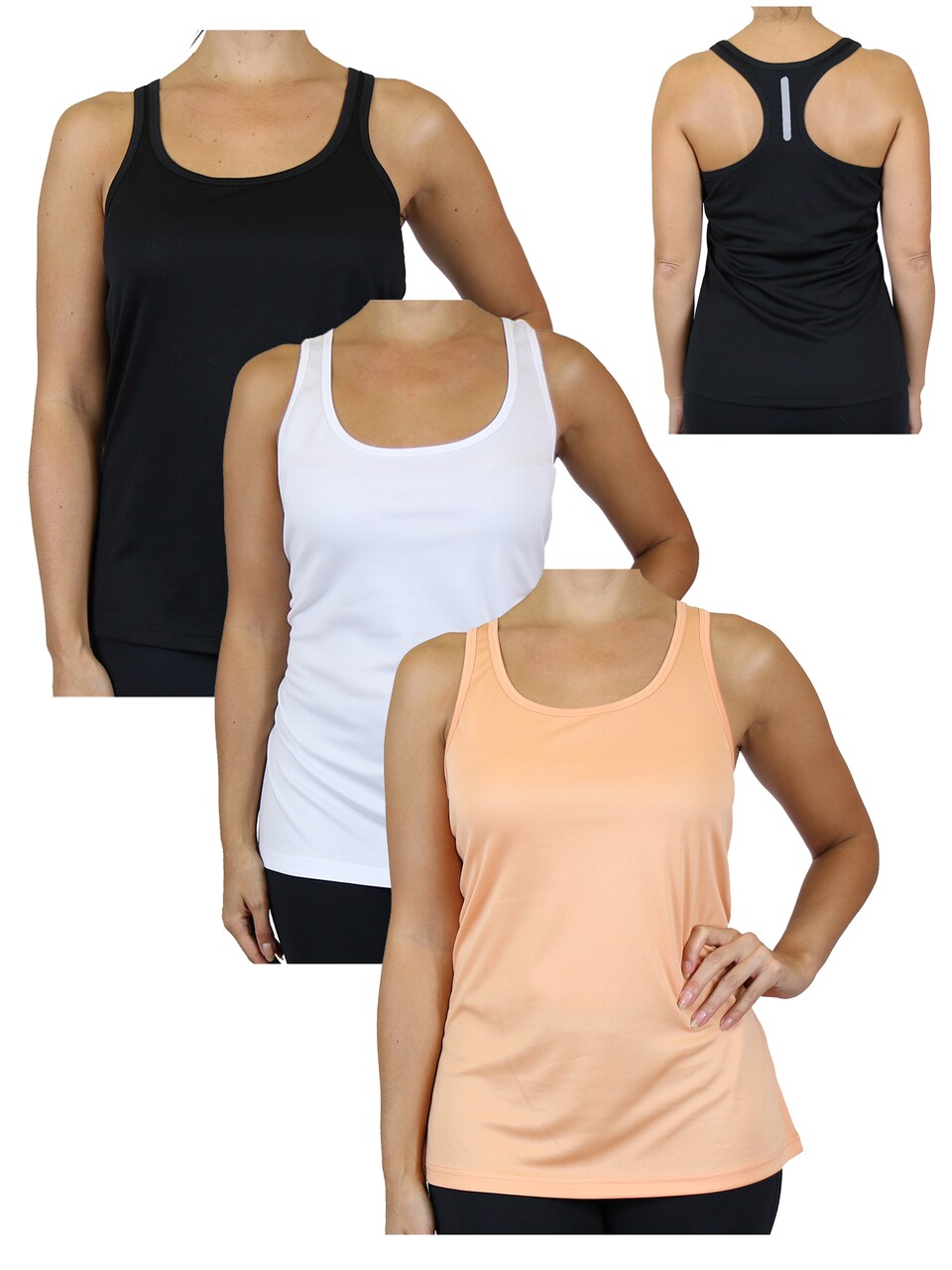 Galaxy By Harvic Women's Moisture Wicking Racerback Tank-3 Pack (S-3XL)